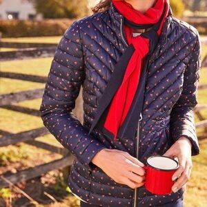 Women's joules Quilted Navy Jacket with Red Details sz 8
